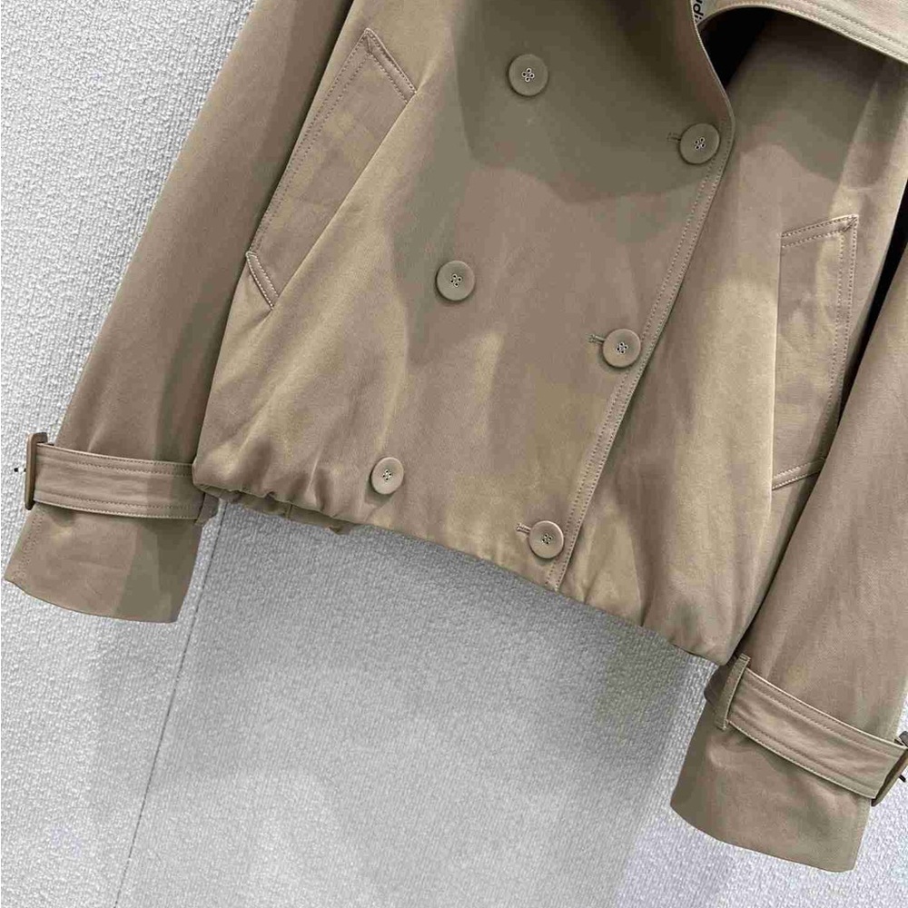 Acne Studios Cropped Trench Coat Khaki - Double Breasted Short Trench Jacket - Picture 5 of 7